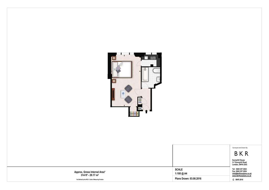 Studio flat to rent - floorplan