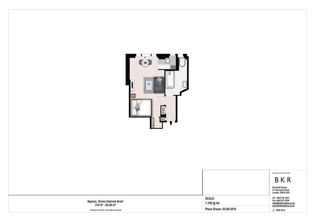 Studio flat to rent - floorplan