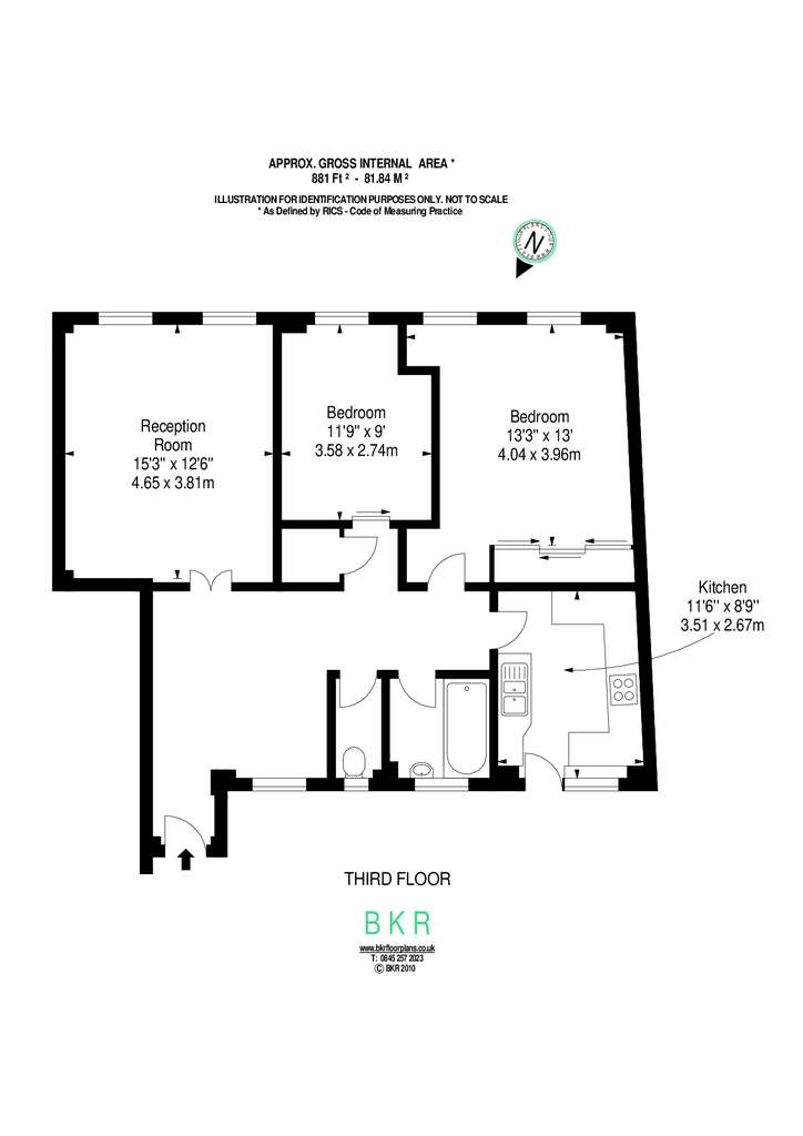 2 bedroom flat to rent - floorplan