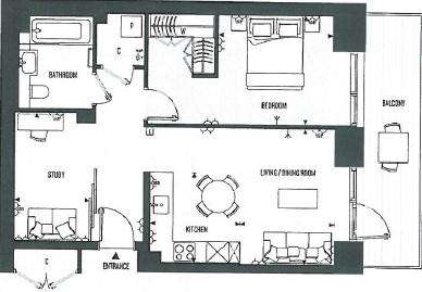 1 bedroom flat to rent - floorplan