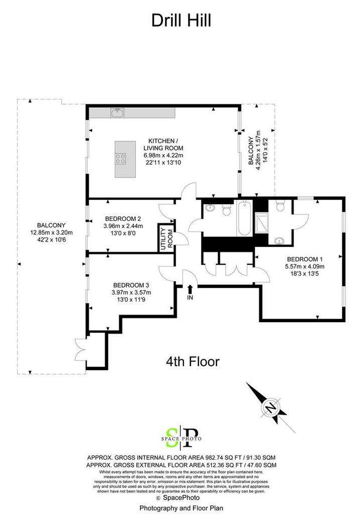 3 bedroom flat to rent - floorplan