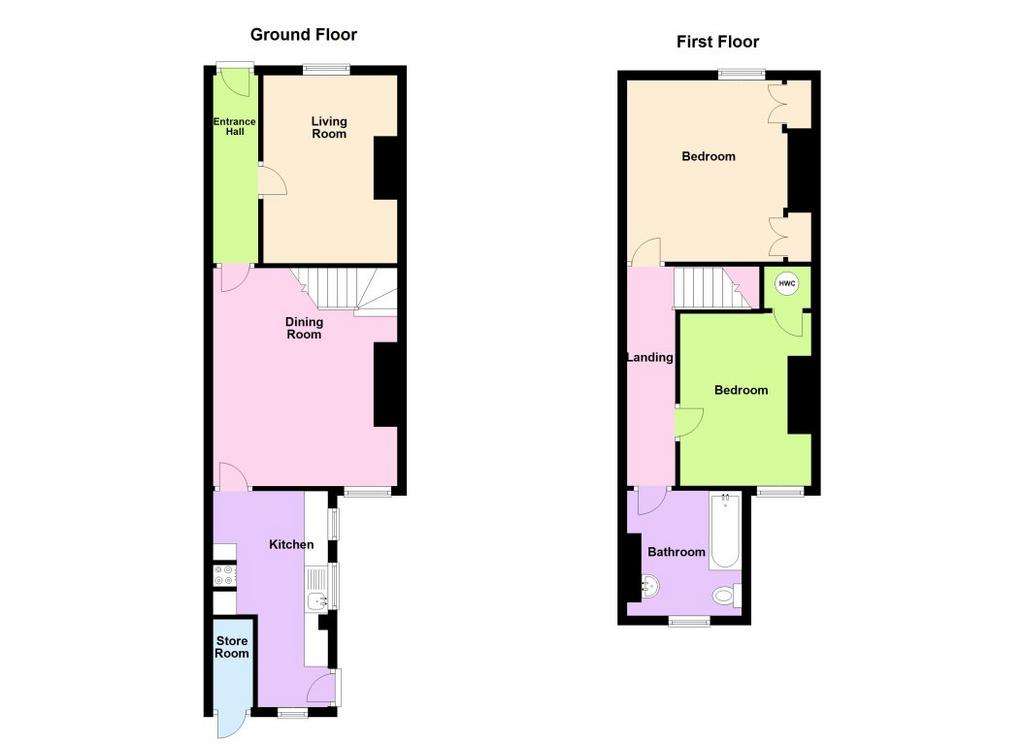 2 bedroom terraced house to rent - floorplan