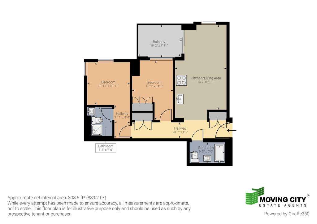 2 bedroom flat to rent - floorplan