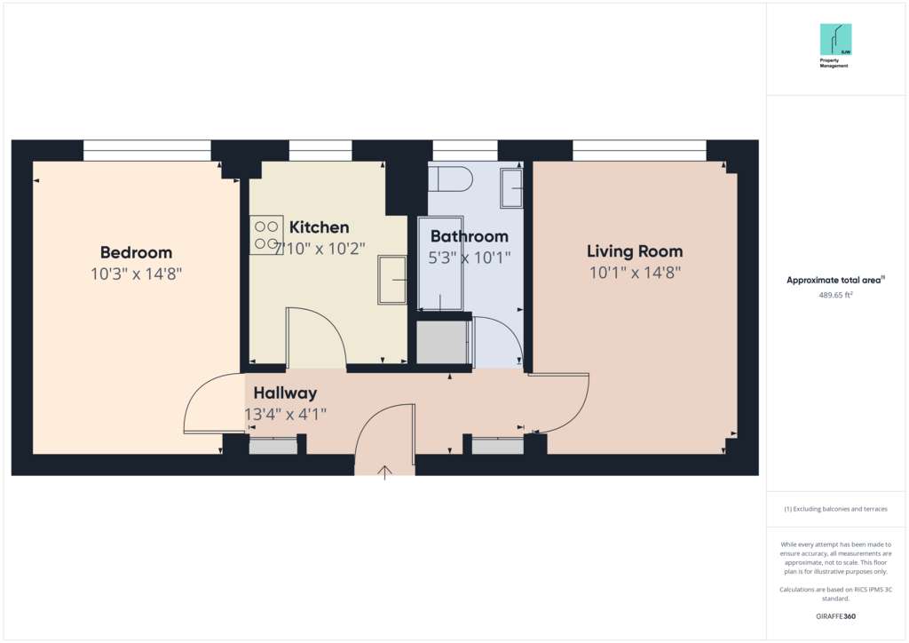 1 bedroom flat to rent - floorplan