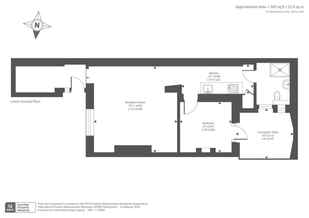 1 bedroom flat to rent - floorplan