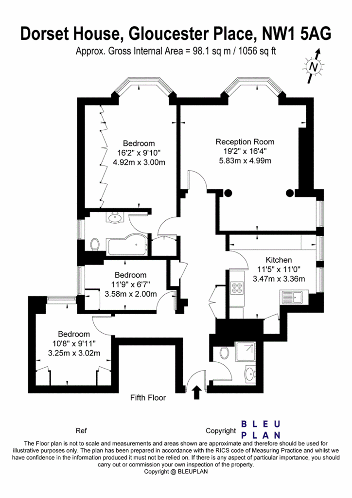 3 bedroom flat to rent - floorplan