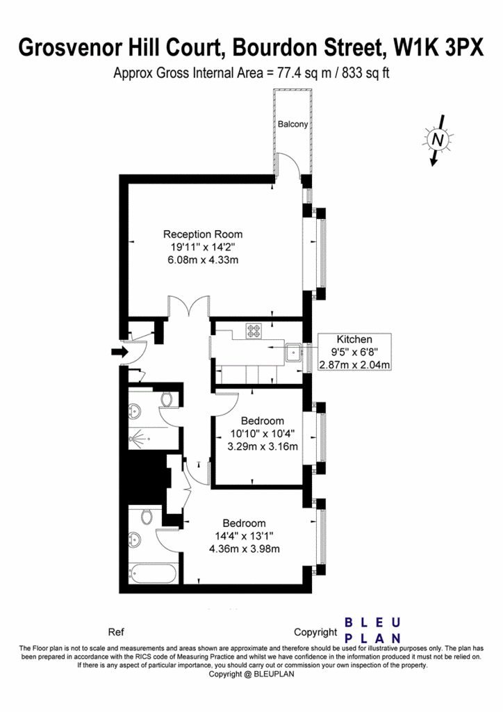 2 bedroom flat to rent - floorplan