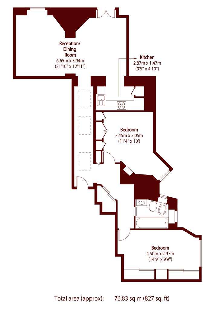 2 bedroom flat to rent - floorplan