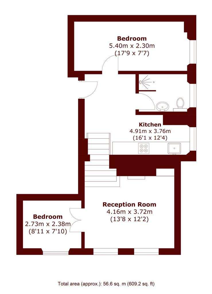 2 bedroom flat to rent - floorplan