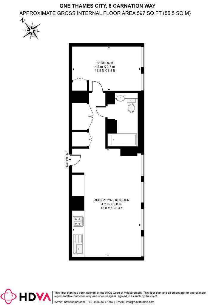 1 bedroom flat to rent - floorplan