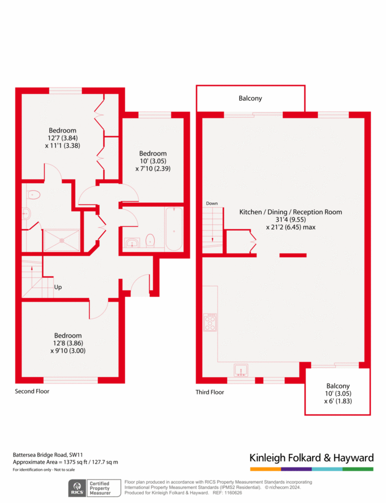 3 bedroom flat to rent - floorplan