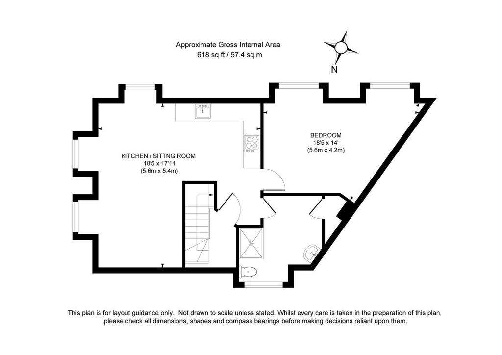 1 bedroom flat to rent - floorplan