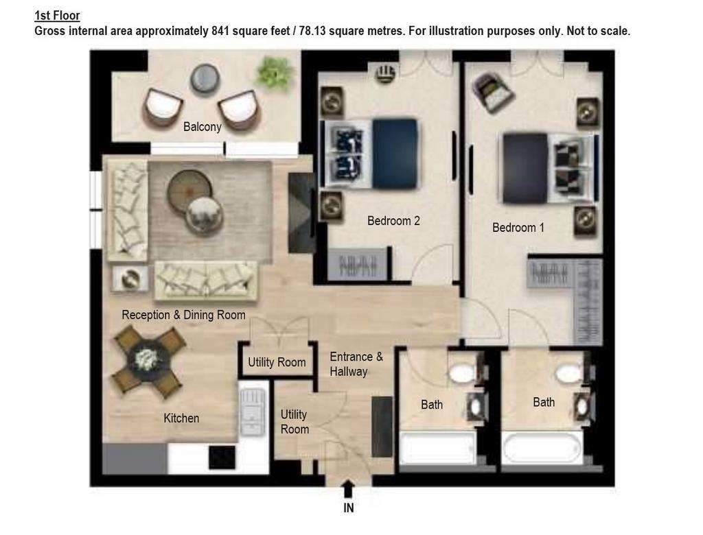 2 bedroom flat to rent - floorplan