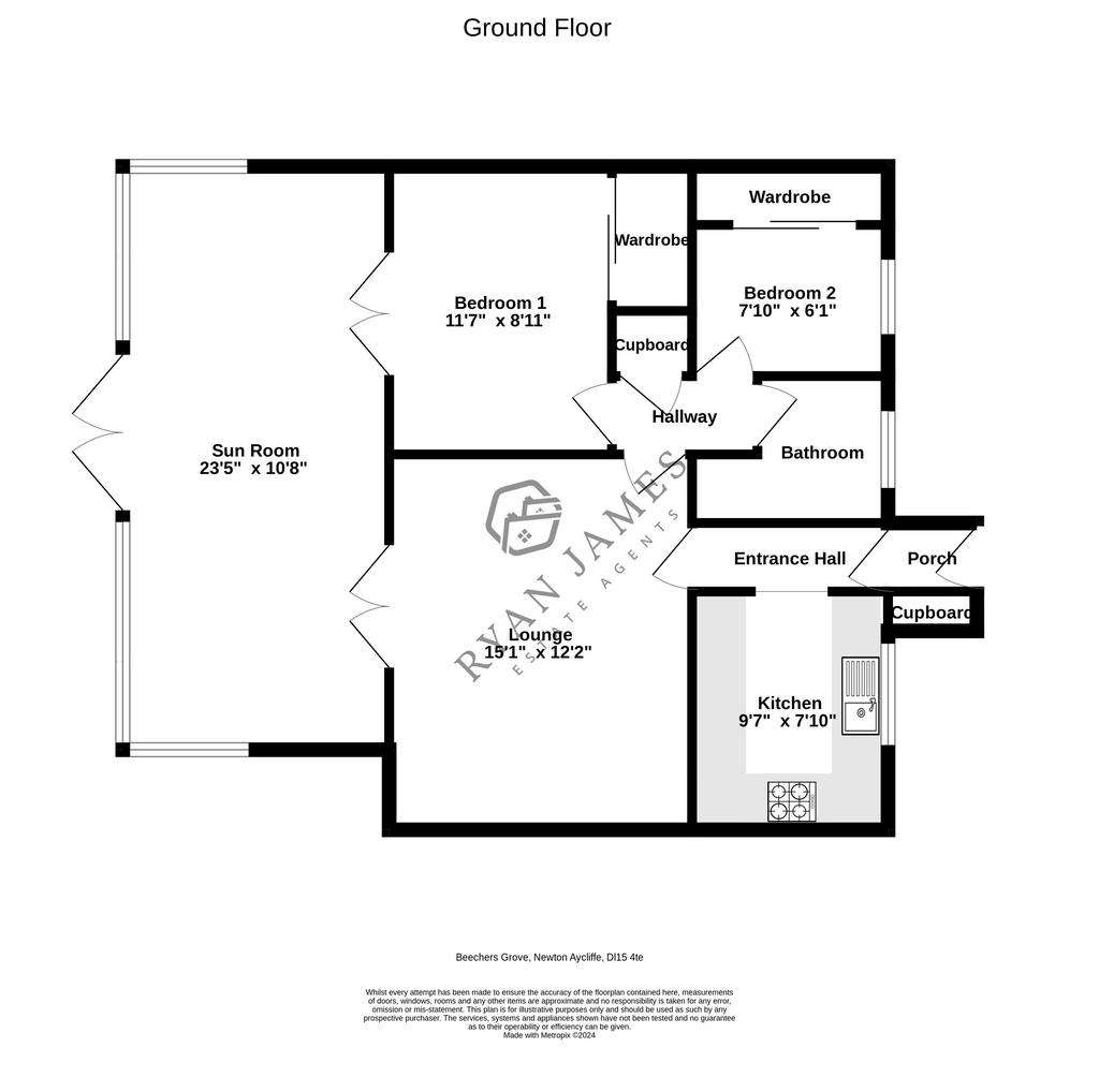 2 bedroom bungalow for sale - floorplan