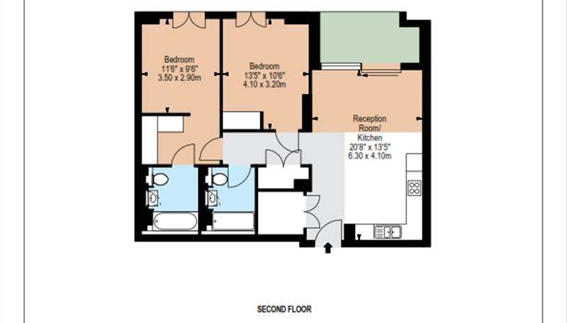 2 bedroom flat to rent - floorplan