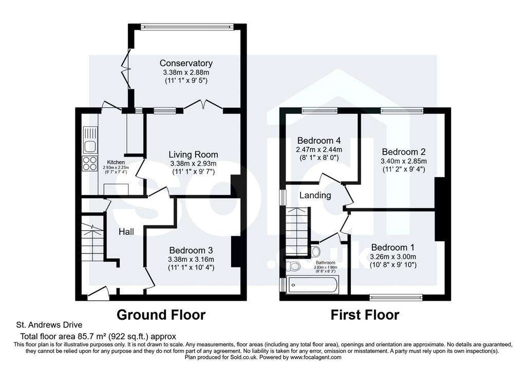 4 bedroom end of terrace house for sale - floorplan