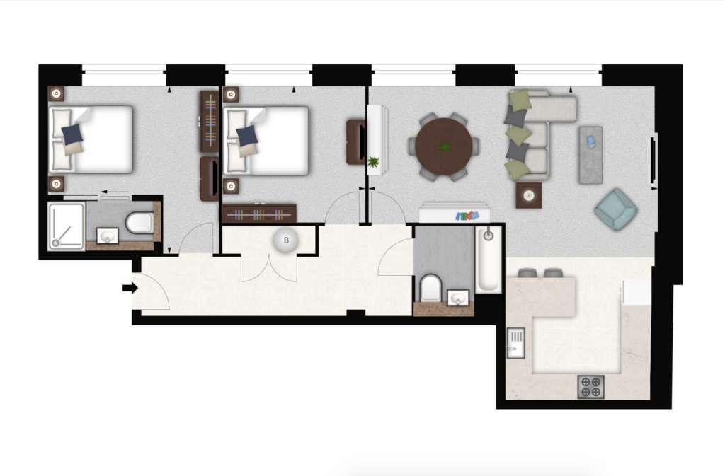 2 bedroom flat to rent - floorplan