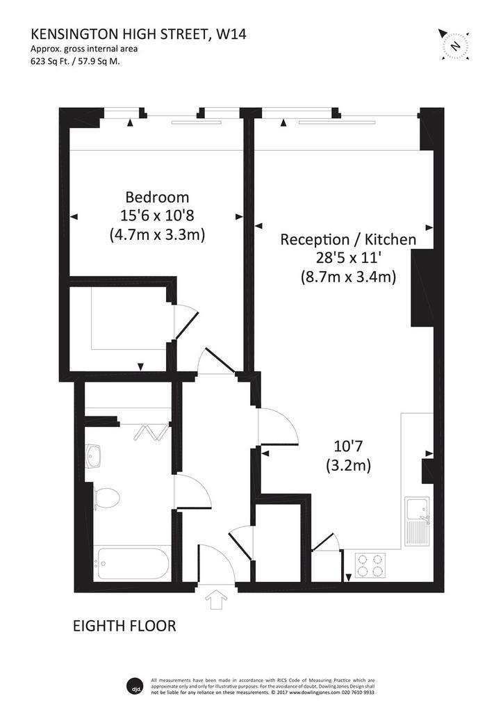 1 bedroom flat to rent - floorplan