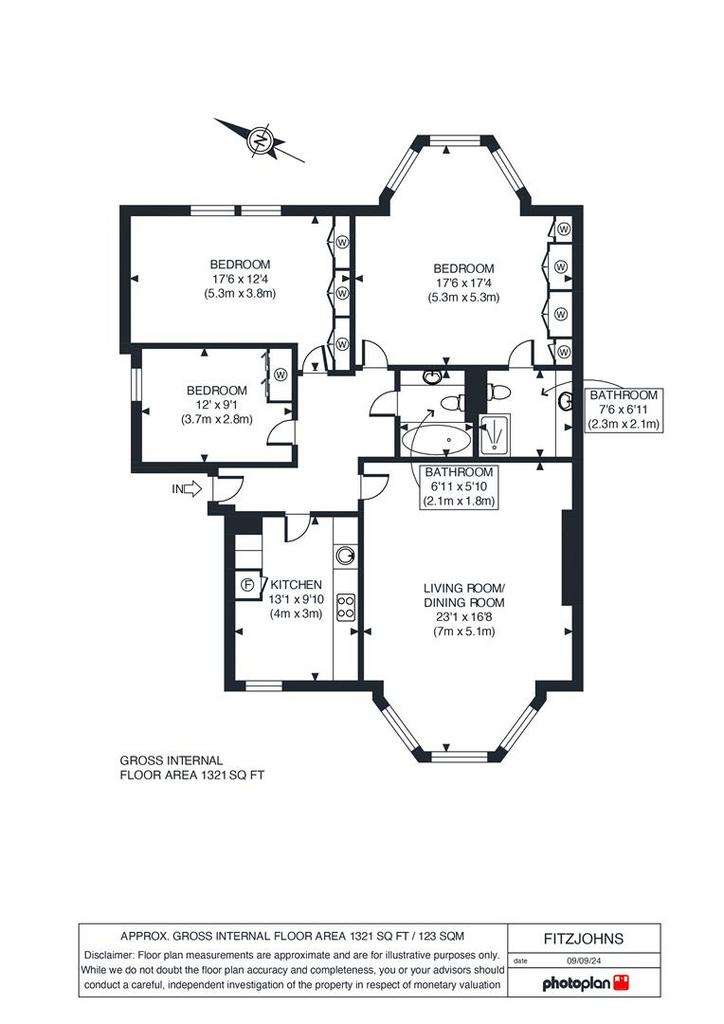 3 bedroom flat to rent - floorplan