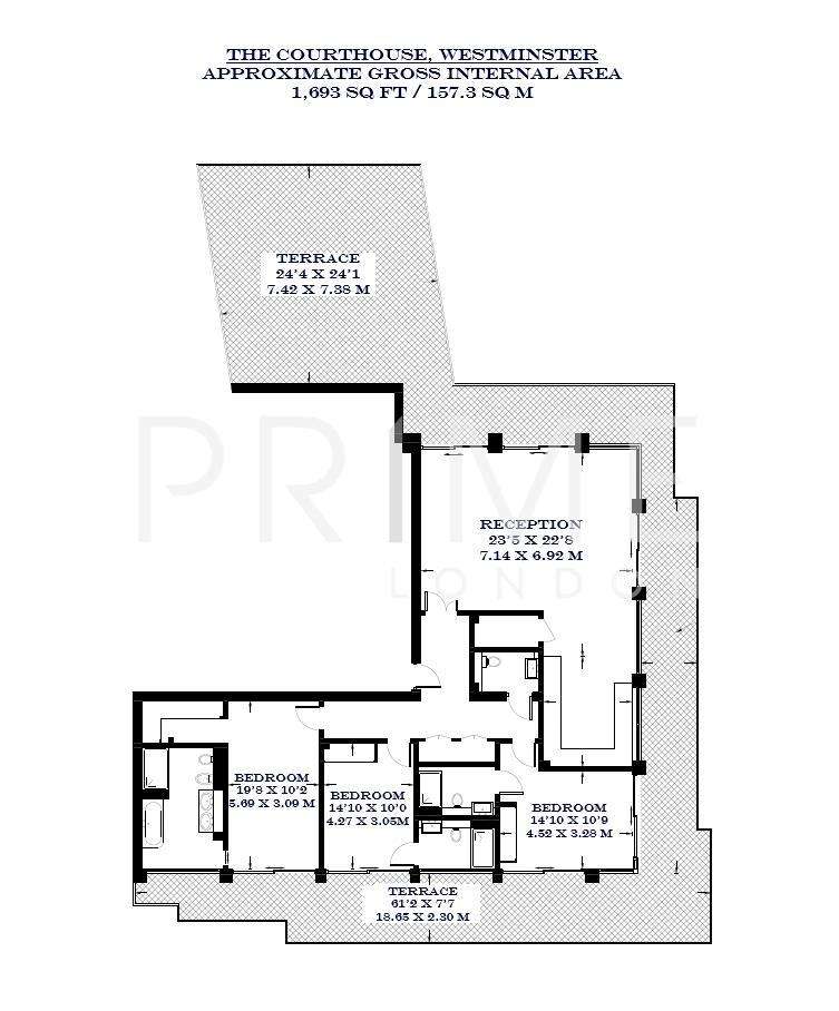 3 bedroom penthouse apartment to rent - floorplan