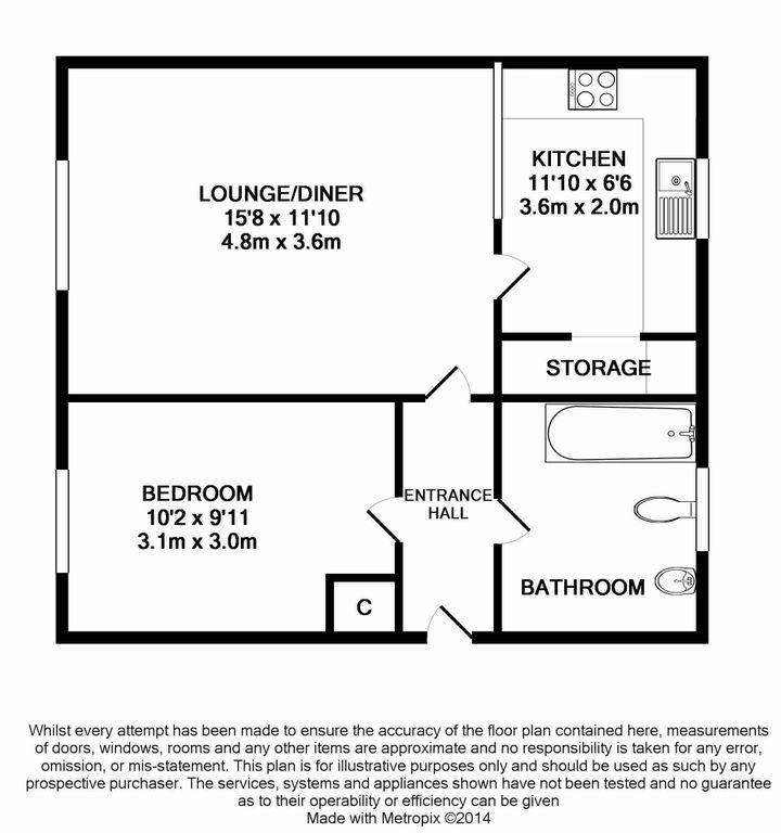 1 bedroom flat to rent - floorplan