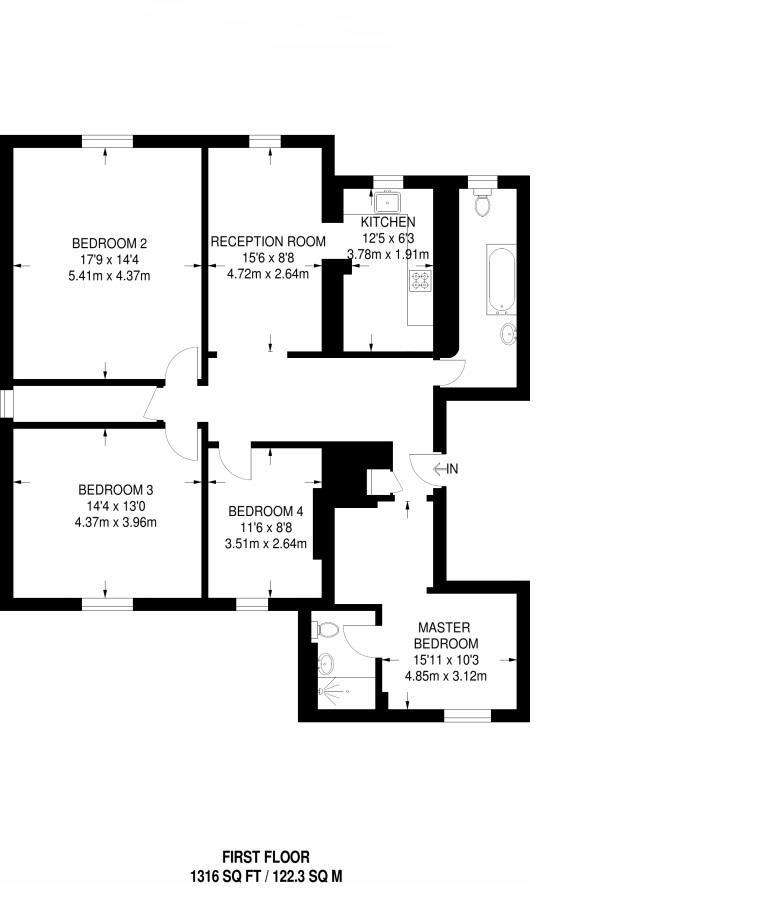 4 bedroom flat to rent - floorplan