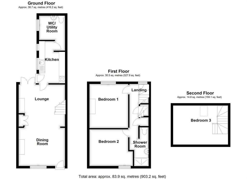 3 bedroom terraced house to rent - floorplan