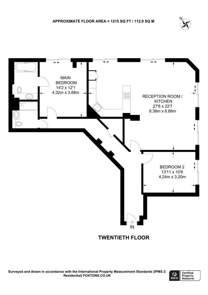 2 bedroom flat to rent - floorplan