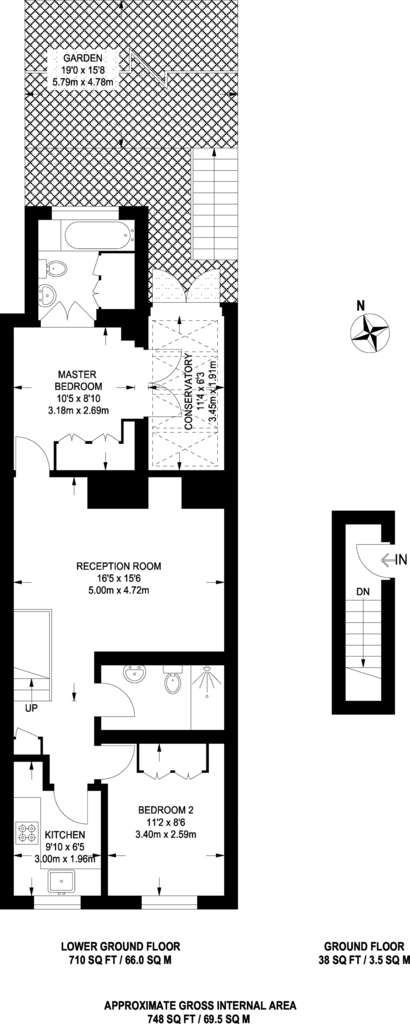 2 bedroom flat to rent - floorplan