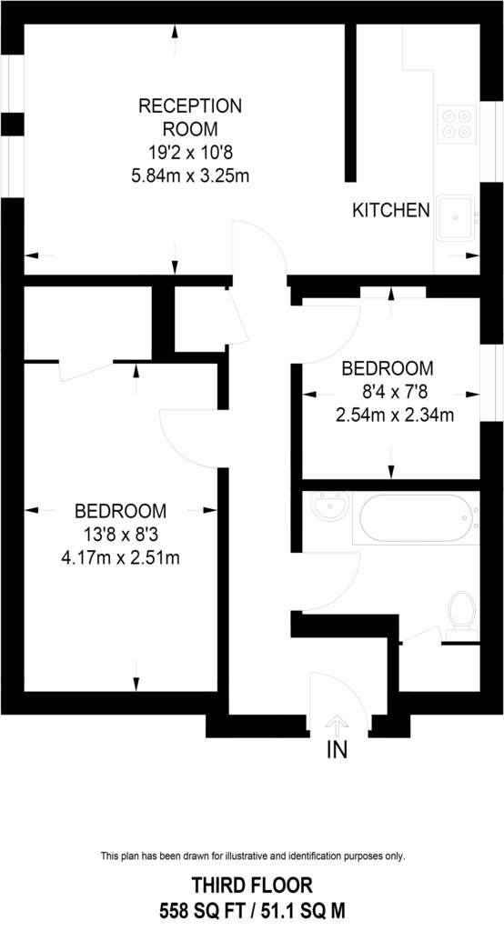 2 bedroom flat to rent - floorplan