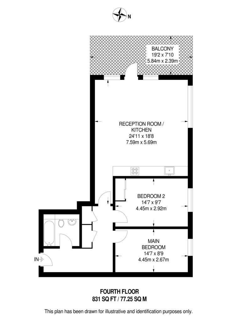 2 bedroom flat to rent - floorplan