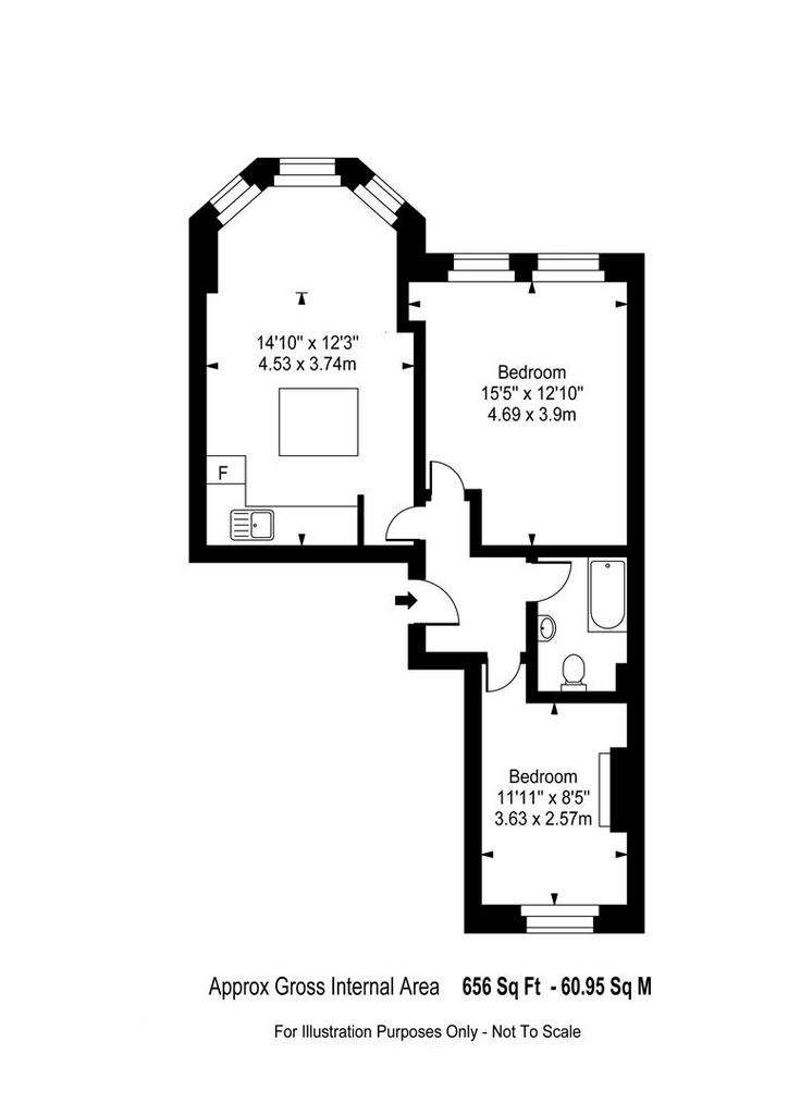 2 bedroom flat to rent - floorplan