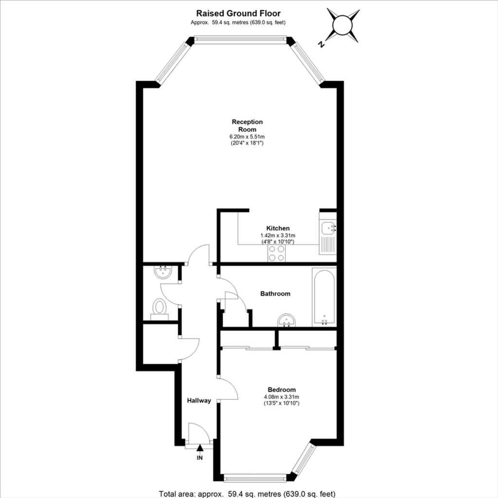 1 bedroom flat to rent - floorplan