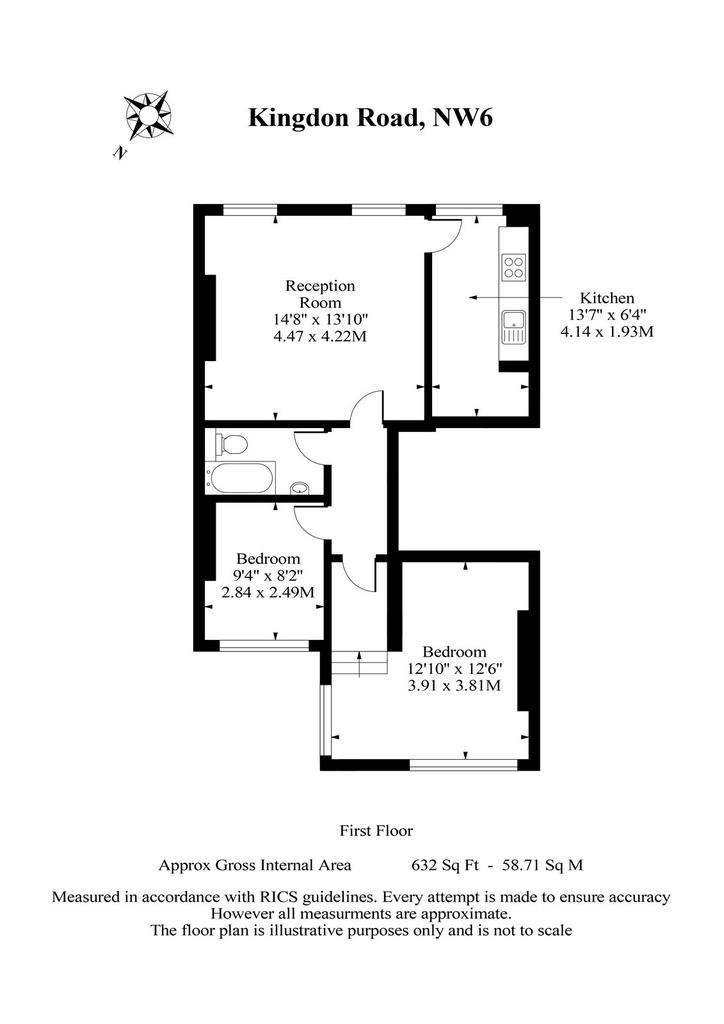 2 bedroom flat to rent - floorplan