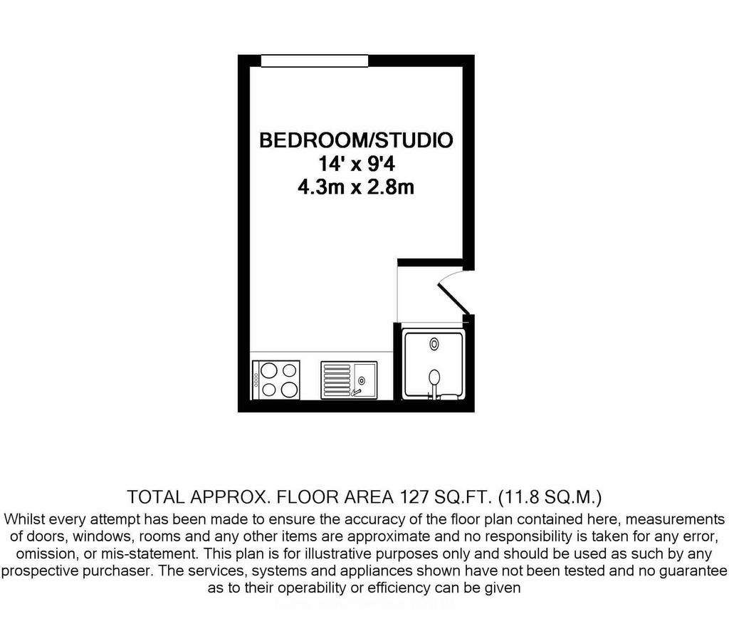 Studio flat to rent - floorplan