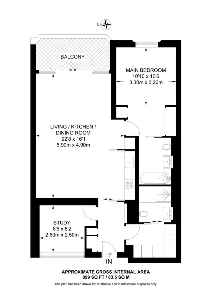 1 bedroom flat for sale - floorplan