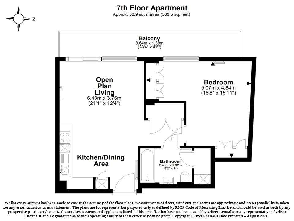 1 bedroom flat for sale - floorplan