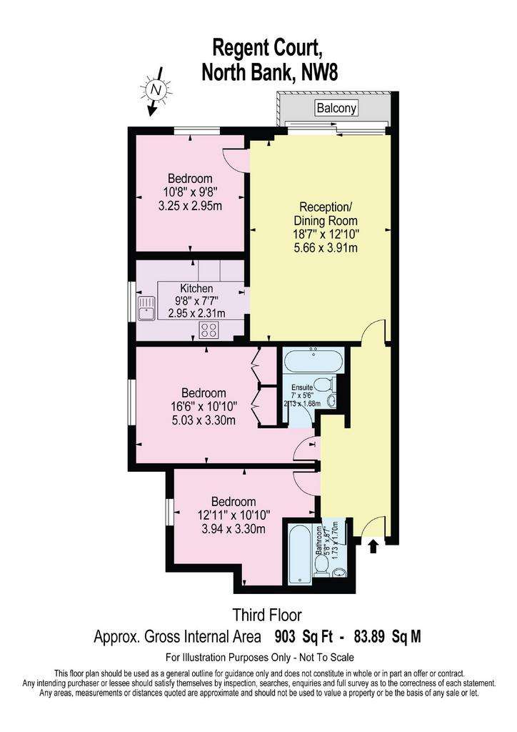 3 bedroom flat to rent - floorplan