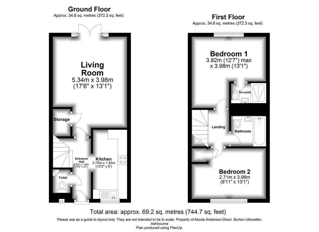 2 bedroom town house to rent - floorplan