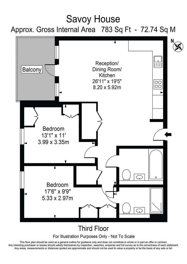 2 bedroom flat to rent - floorplan