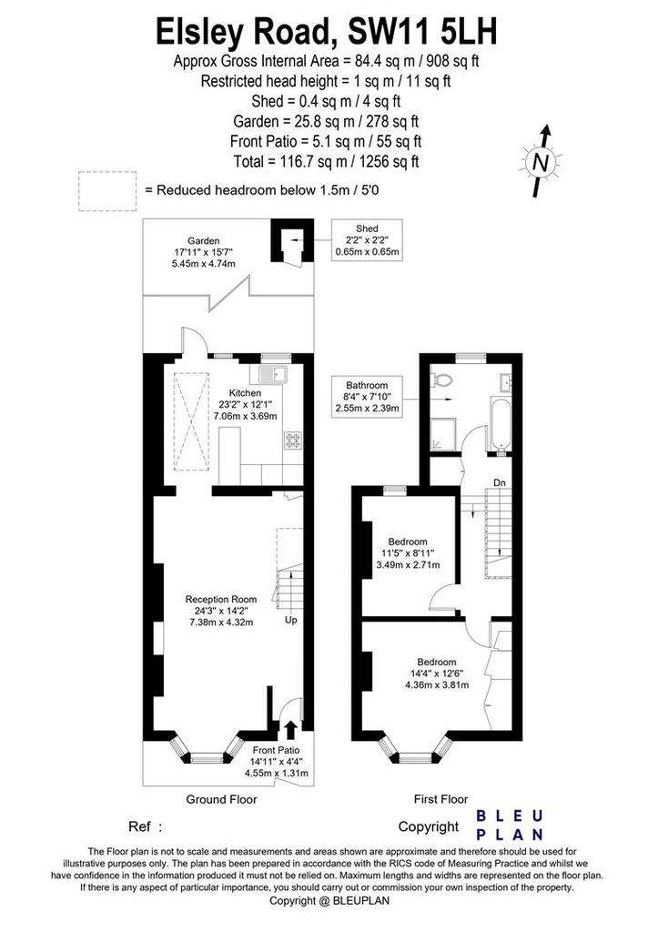 2 bedroom end of terrace house to rent - floorplan