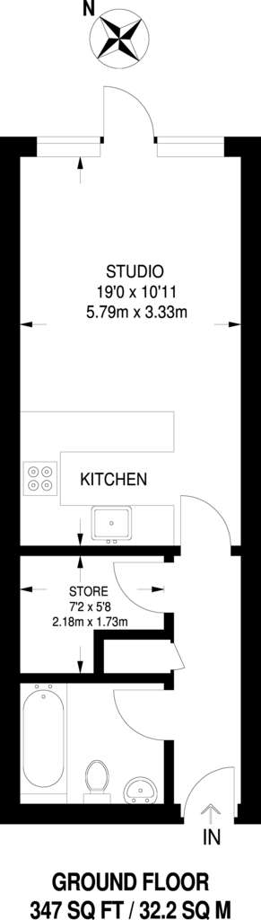 Studio flat to rent - floorplan