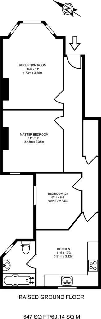 2 bedroom flat to rent - floorplan