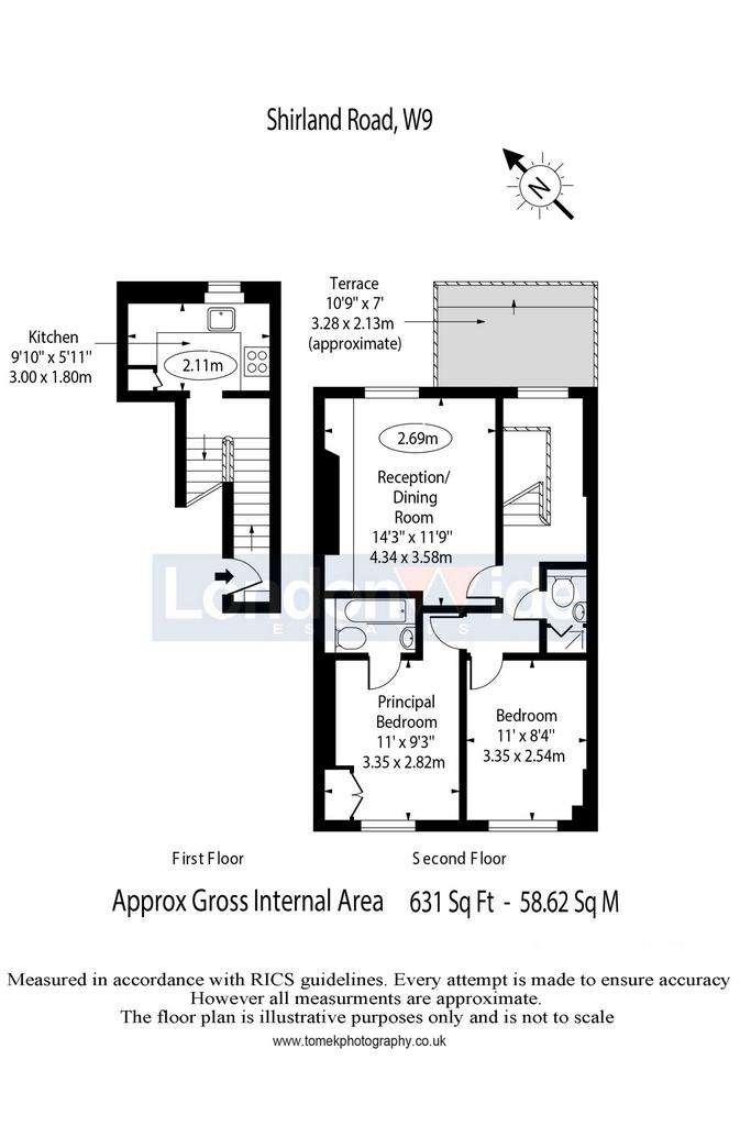 2 bedroom duplex apartment to rent - floorplan