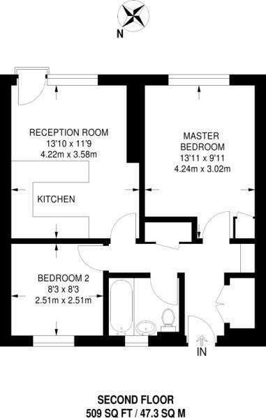 2 bedroom flat to rent - floorplan