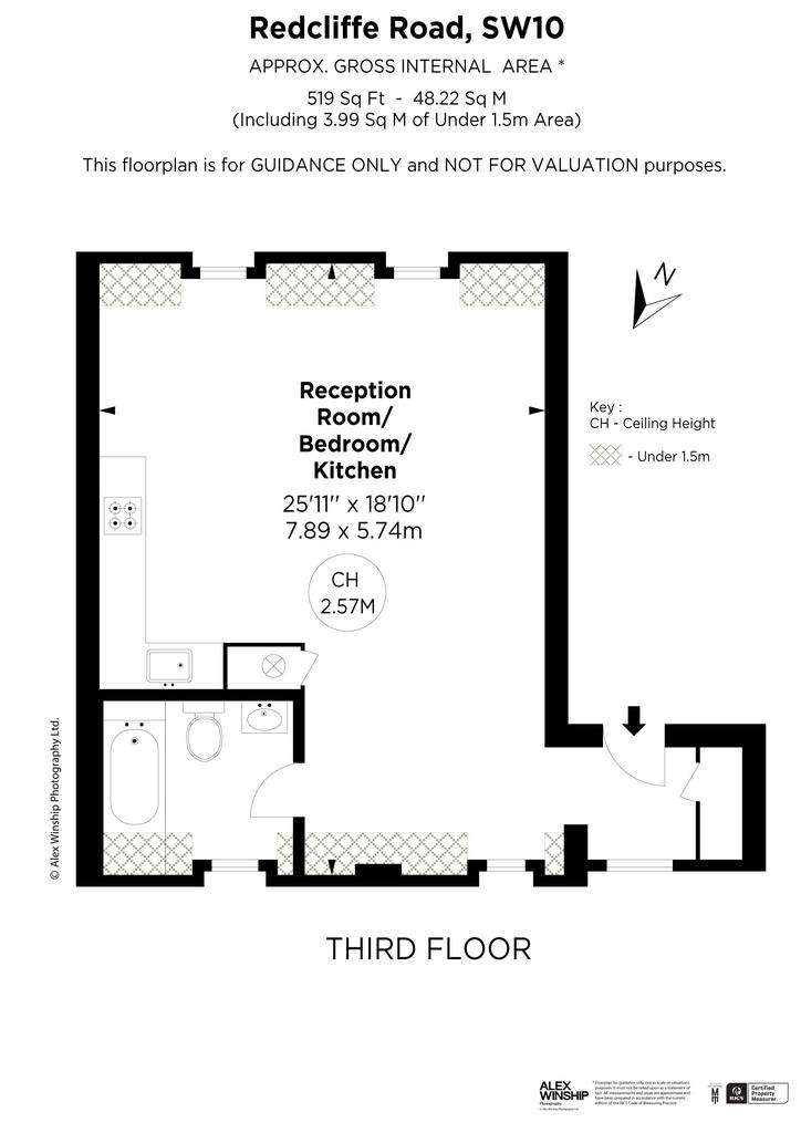 Studio flat to rent - floorplan