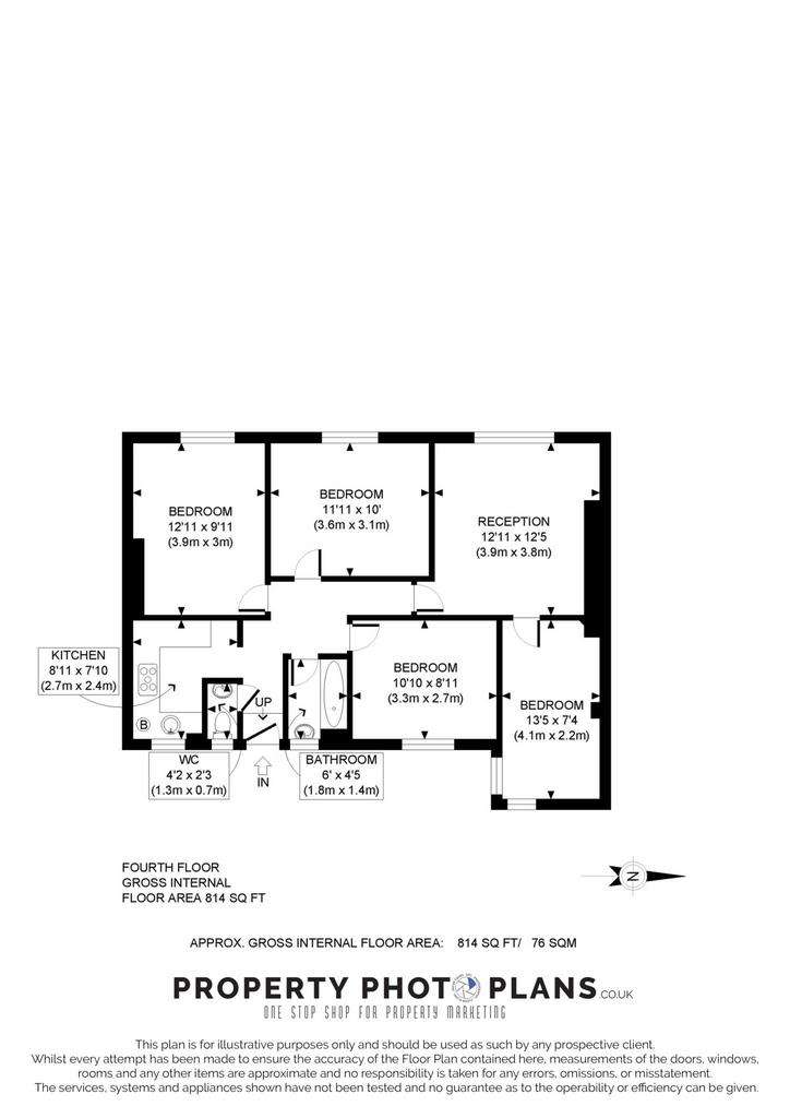 4 bedroom flat to rent - floorplan