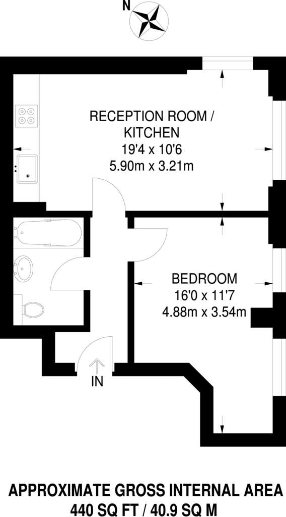 1 bedroom flat to rent - floorplan