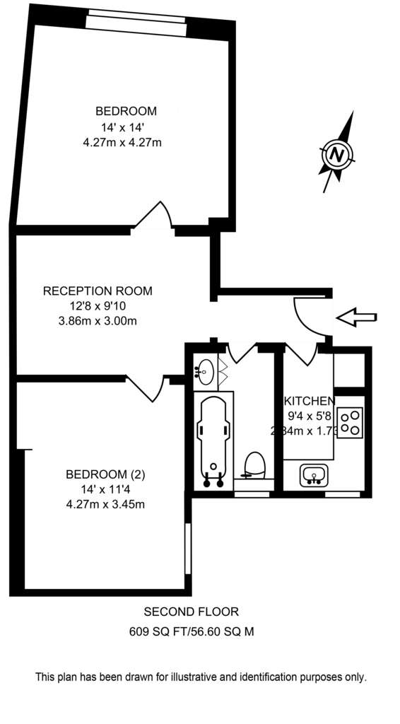 2 bedroom flat to rent - floorplan