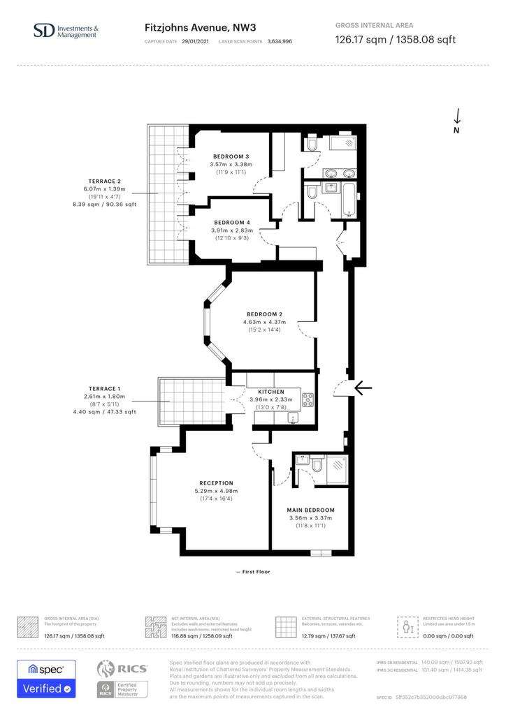 4 bedroom flat to rent - floorplan